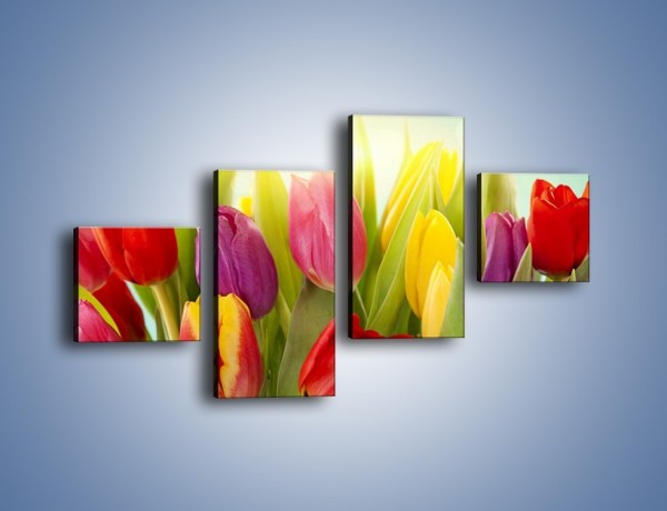 Obraz na płótnie – Tulipany w pierwszym rzędzie – czteroczęściowy K760W3
