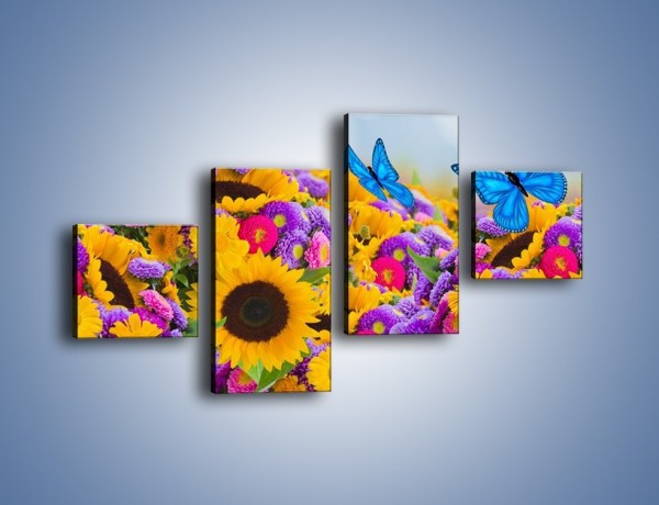 Obraz na płótnie – Bajka o kwiatach i motylach – czteroczęściowy K794W3