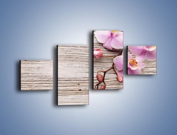 Obraz na płótnie – Kwiaty na drewnianej belce – czteroczęściowy K825W3