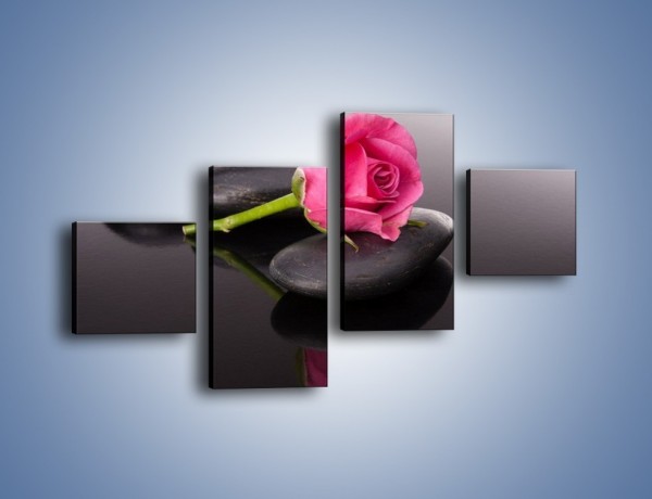Obraz na płótnie – Ścięta róża na czarnej tafli – czteroczęściowy K832W3