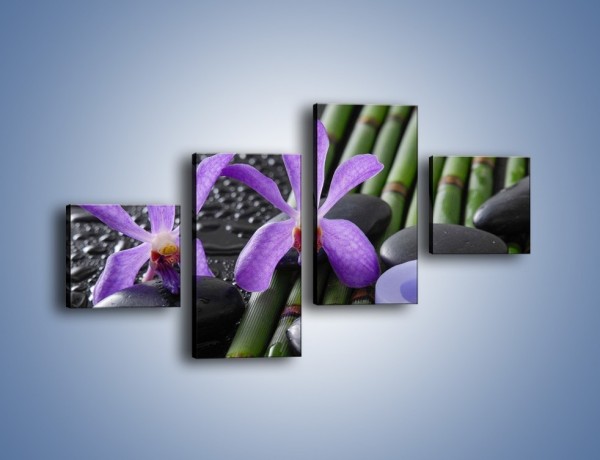 Obraz na płótnie – Mokre fiolety i kwiaty – czteroczęściowy K880W3