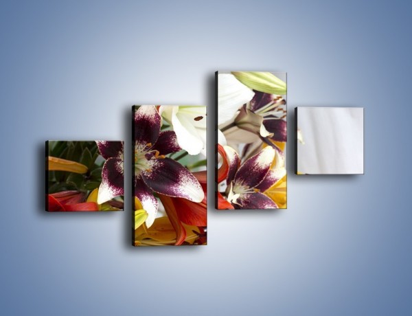 Obraz na płótnie – Wiązanka z samych lilii – czteroczęściowy K945W3