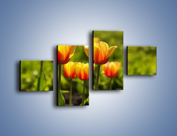 Obraz na płótnie – Pomarańczowe kwiaty i zieleń – czteroczęściowy K952W3