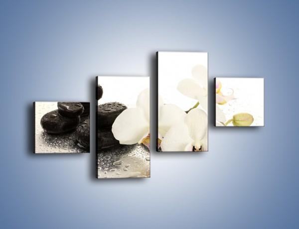 Obraz na płótnie – Mokre kwiaty i kamienie – czteroczęściowy K986W3