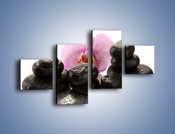 Obraz na płótnie – Kwiat z kamiennym akcentem – czteroczęściowy K999W3