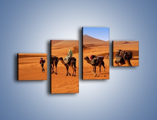 Obraz na płótnie – Idą wielbłądy przez pustynię – czteroczęściowy KN1237AW3