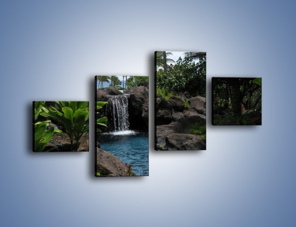 Obraz na płótnie – Wodospad wśród palm – czteroczęściowy KN208W3