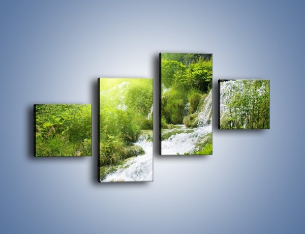 Obraz na płótnie – Wodospad ukryty w zieleni – czteroczęściowy KN228W3