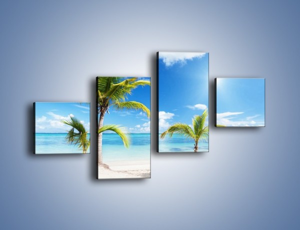 Obraz na płótnie – Palmy na pustej plaży – czteroczęściowy KN245W3