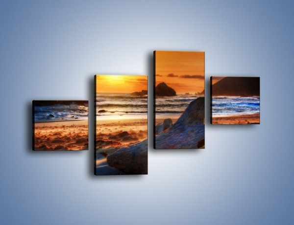 Obraz na płótnie – Urok plaży o zachodzie słońca – czteroczęściowy KN757W3