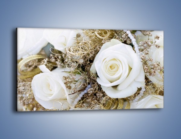Obraz na płótnie – Perły wśród kwiatów – jednoczęściowy panoramiczny K184