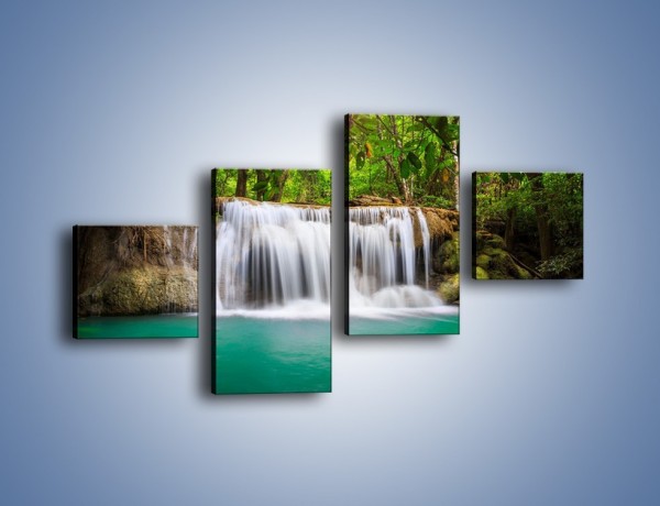 Obraz na płótnie – Piękno leśnego wodospadu – czteroczęściowy KN894W3