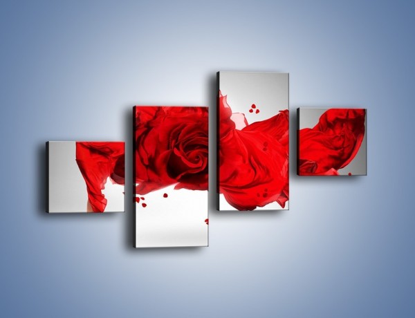 Obraz na płótnie – Czerwona róża i kobieta – czteroczęściowy L144W3