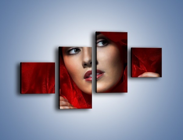 Obraz na płótnie – Kobieta w czerwieni – czteroczęściowy L187W3