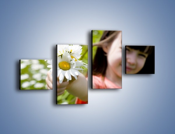 Obraz na płótnie – Kwiatki od małej dziewczynki – czteroczęściowy L255W3