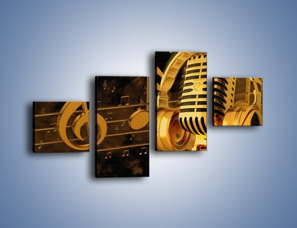 Obraz na płótnie – Złota gama muzyczna – czteroczęściowy O004W3