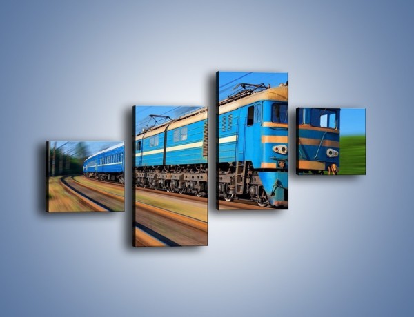 Obraz na płótnie – Pociąg pasażerski w ruchu – czteroczęściowy TM023W3