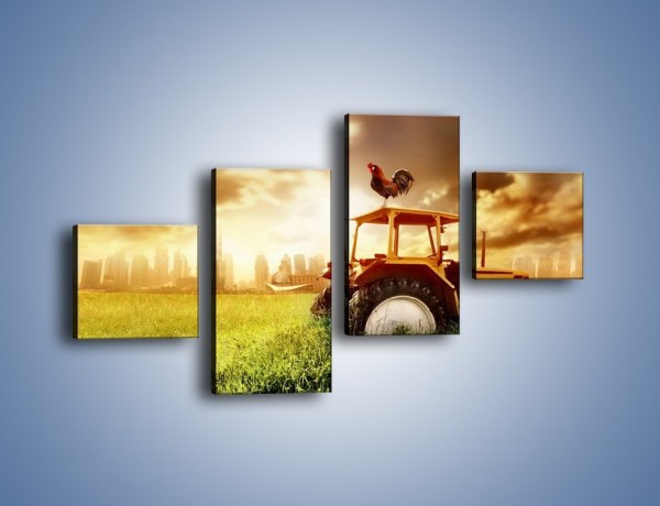 Obraz na płótnie – Traktor w trawie – czteroczęściowy TM031W3