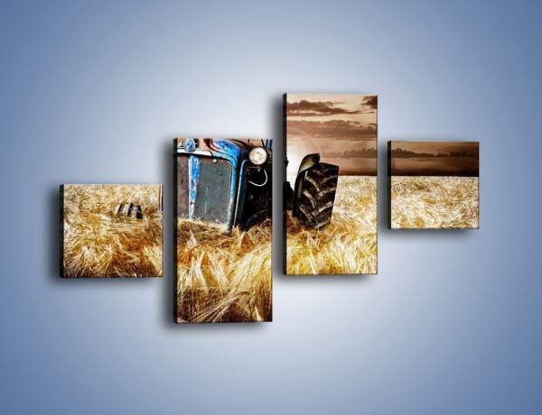 Obraz na płótnie – Stary traktor w polu pszenicy – czteroczęściowy TM033W3