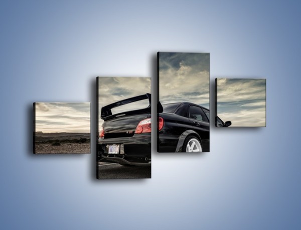 Obraz na płótnie – Czarne Subaru Impreza WRX Sti – czteroczęściowy TM133W3