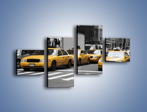 Obraz na płótnie – Amerykańskie taksówki w korku ulicznym – czteroczęściowy TM219W3