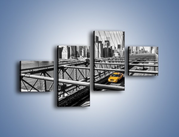 Obraz na płótnie – Taksówka na nowojorskim moście – czteroczęściowy TM224W3