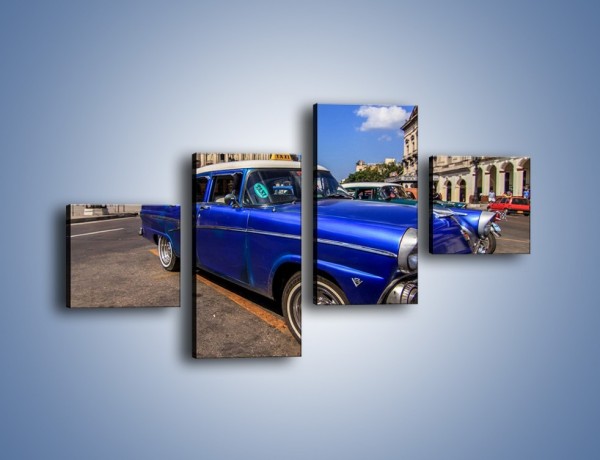 Obraz na płótnie – Klasyczna taksówka na kubańskiej ulicy – czteroczęściowy TM239W3