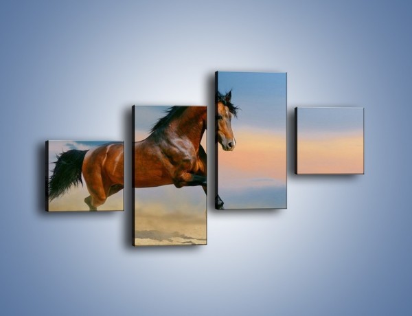 Obraz na płótnie – Brązowy koń na pustyni – czteroczęściowy Z011W3