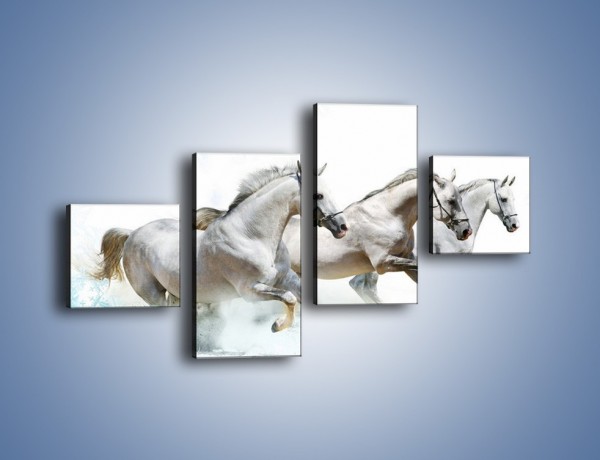 Obraz na płótnie – Końskie trio w zimowym pędzie – czteroczęściowy Z063W3