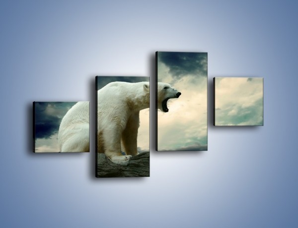 Obraz na płótnie – Donośny krzyk polarnego niedźwiedzia – czteroczęściowy Z114W3