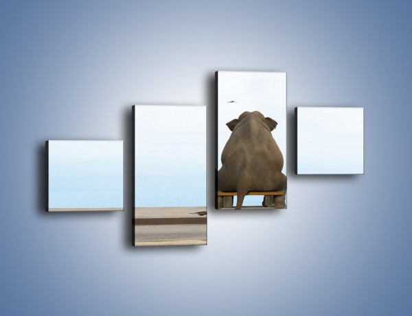 Obraz na płótnie – Przemyślenia słonia w samotności – czteroczęściowy Z120W3
