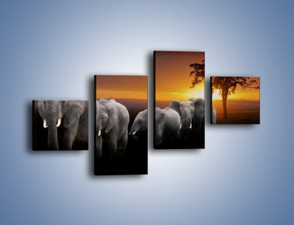Obraz na płótnie – Powrót słoni do domu – czteroczęściowy Z229W3