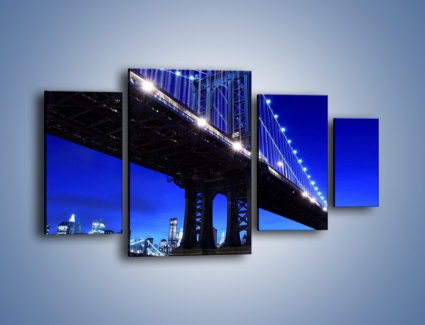 Obraz na płótnie – Oświetlony most wieczorem – czteroczęściowy AM003W4