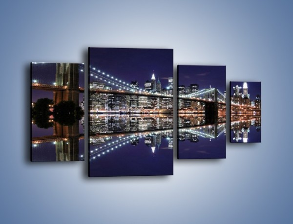 Obraz na płótnie – Most Brookliński w lustrzanym odbiciu wody – czteroczęściowy AM067W4