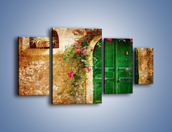Obraz na płótnie – Drzwi w greckim domu vintage – czteroczęściowy AM192W4