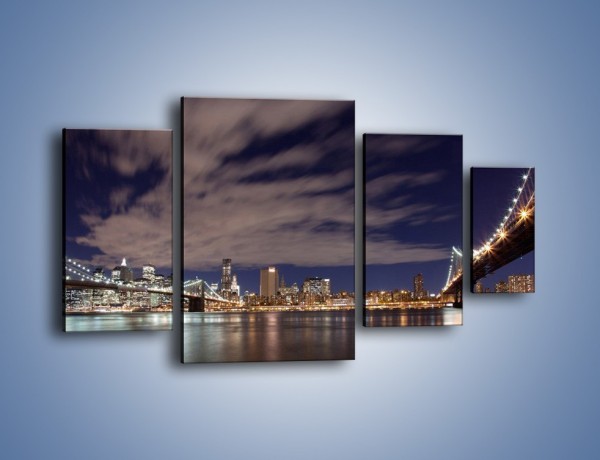 Obraz na płótnie – Rozświetlone nowojorskie mosty – czteroczęściowy AM204W4