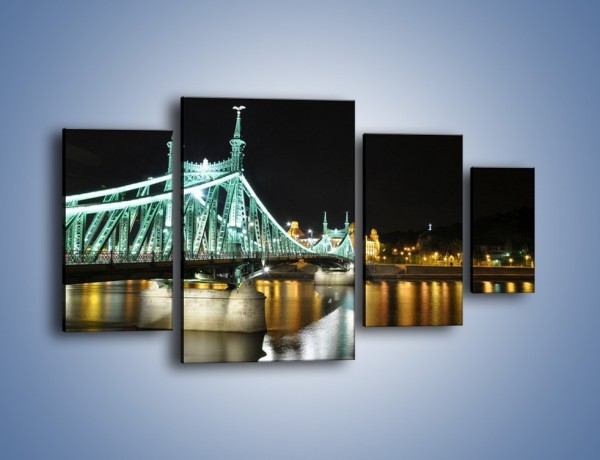 Obraz na płótnie – Oświetlony most w nocy – czteroczęściowy AM208W4