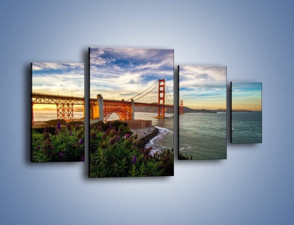 Obraz na płótnie – Most Golden Gate o zachodzie słońca – czteroczęściowy AM332W4