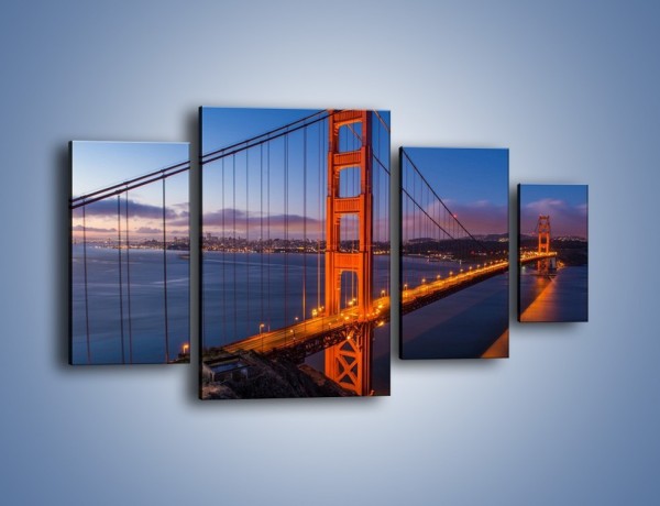 Obraz na płótnie – Rozświetlony most Golden Gate – czteroczęściowy AM360W4