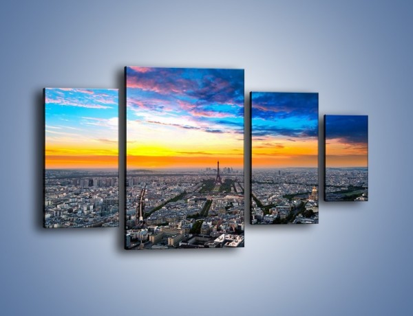 Obraz na płótnie – Panorama Paryża – czteroczęściowy AM415W4