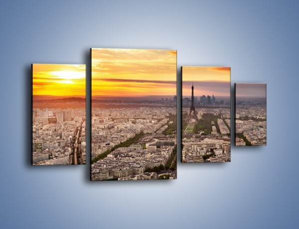 Obraz na płótnie – Zachód słońca nad Paryżem – czteroczęściowy AM420W4
