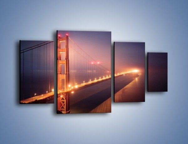 Obraz na płótnie – Most Golden Gate w nocnej mgle – czteroczęściowy AM490W4