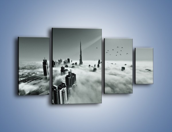 Obraz na płótnie – Centrum Dubaju we mgle – czteroczęściowy AM502W4