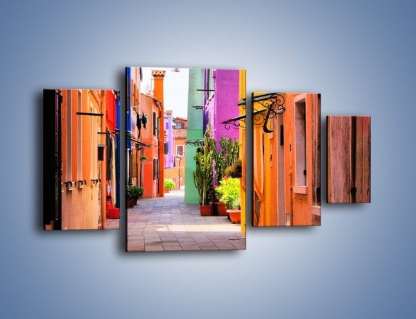 Obraz na płótnie – Kolorowa uliczka we włoskim Burano – czteroczęściowy AM509W4