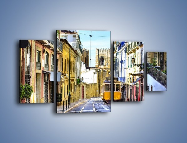 Obraz na płótnie – Romantyczna uliczka w Lizbonie – czteroczęściowy AM530W4