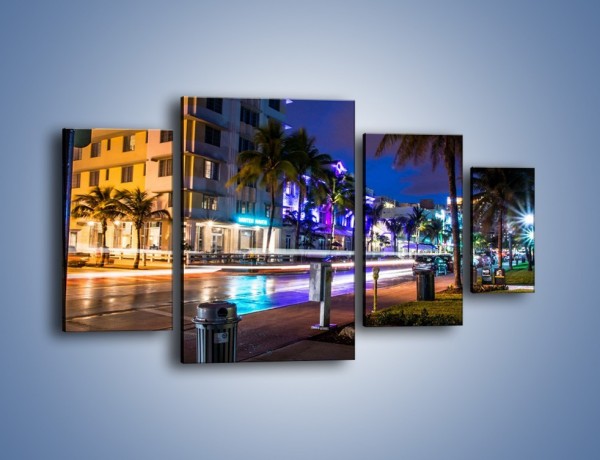 Obraz na płótnie – Ulice Miami nocą – czteroczęściowy AM536W4