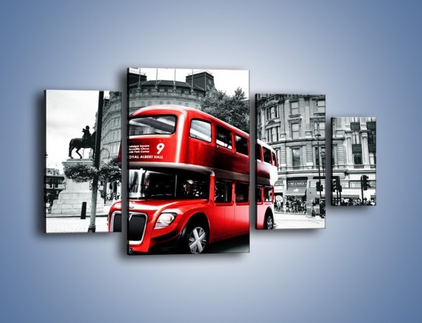 Obraz na płótnie – Czerwony bus w Londynie – czteroczęściowy AM540W4