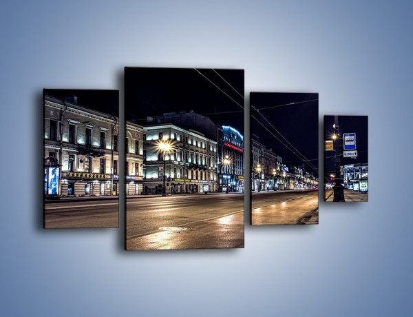 Obraz na płótnie – Ulica w Petersburgu nocą – czteroczęściowy AM544W4