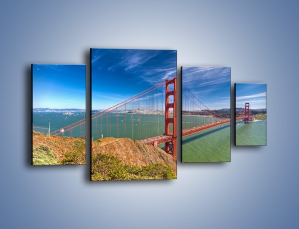 Obraz na płótnie – Most Golden Gate o poranku – czteroczęściowy AM600W4