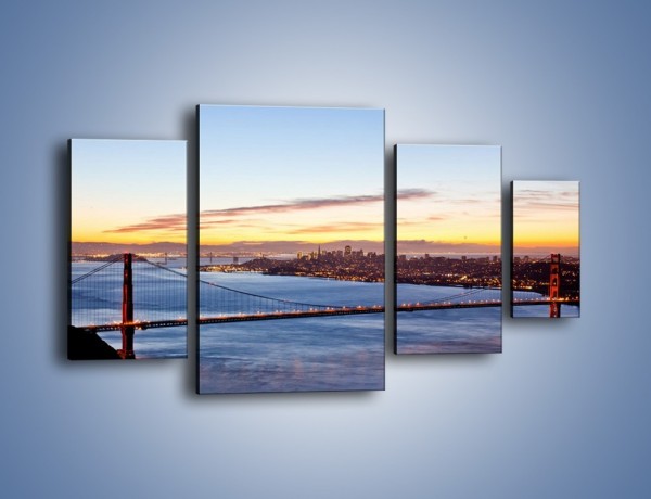 Obraz na płótnie – Most Golden Gate o zachodzie słońca – czteroczęściowy AM608W4
